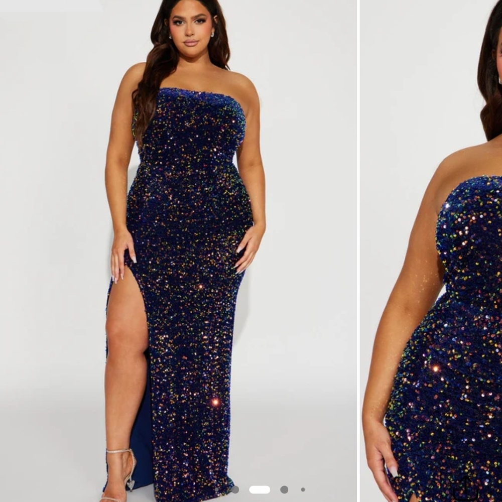 Fashion Nova Midnight Sparkle Backless Dress
